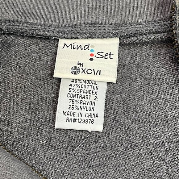 Mind Set by XCVI Full Zip Sweatshirt Jacket Women's Size Medium Lightweight Gray - Picture 7 of 9